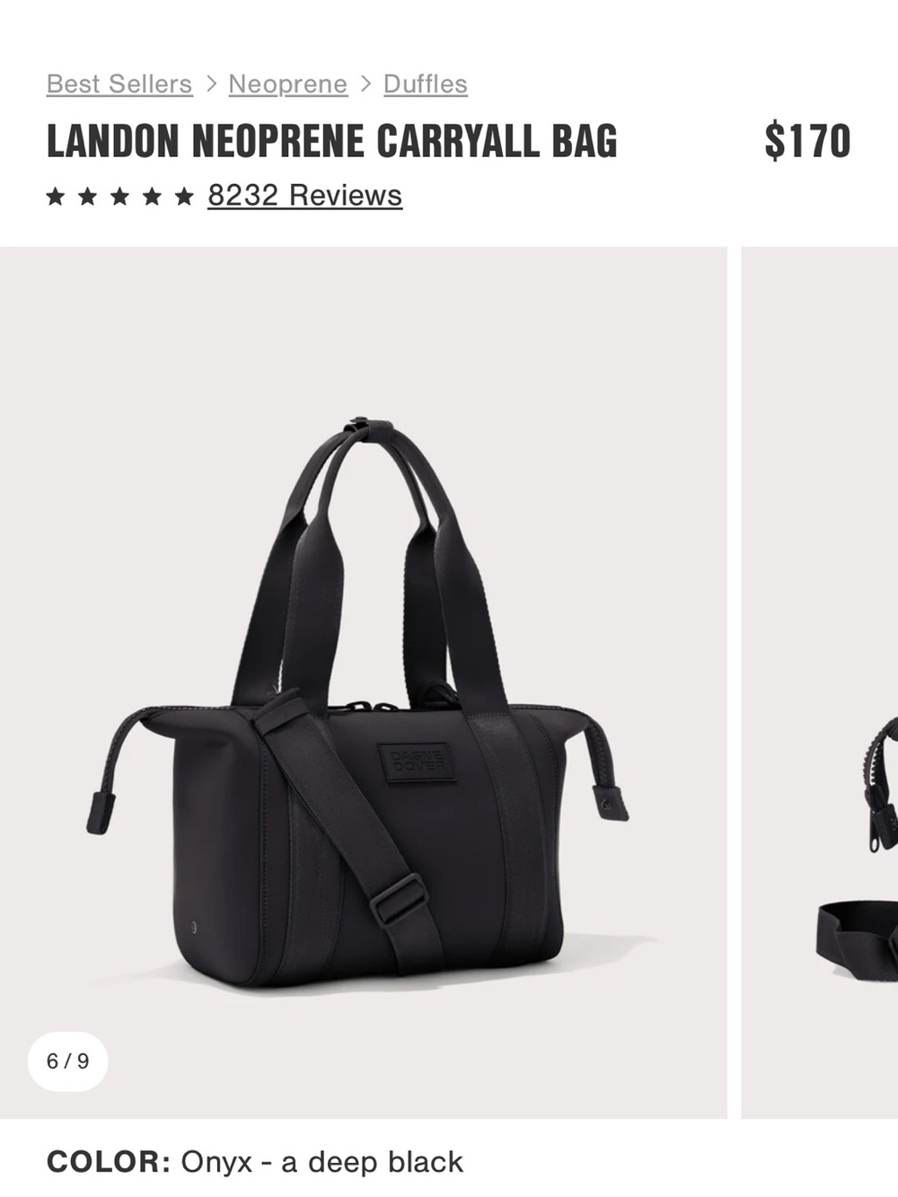 Dagne Dover Landon Small Neoprene Carryall Bag - Onyx Black